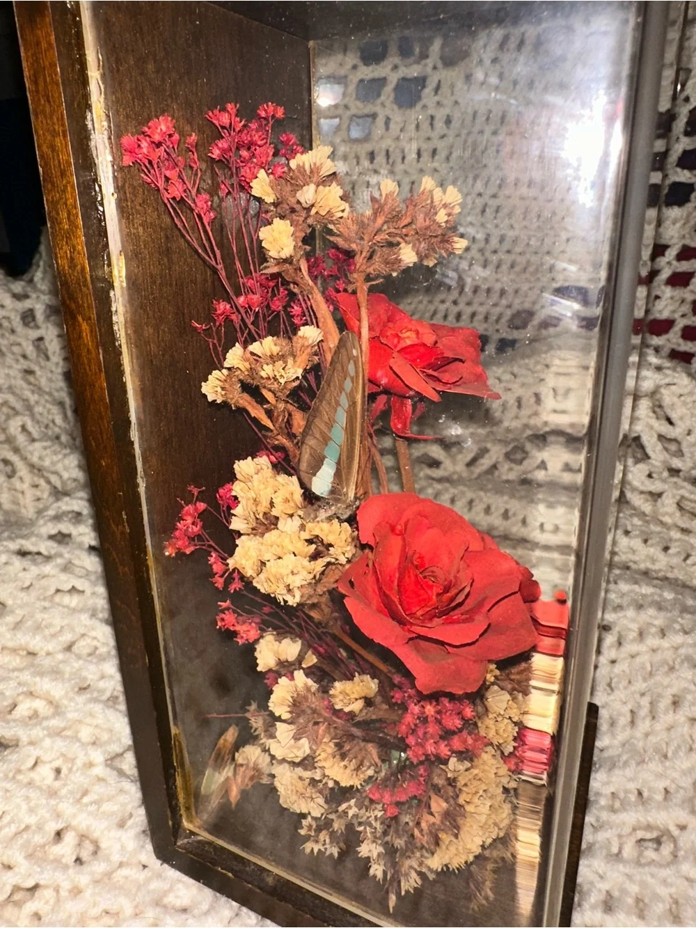 Red Rose Preserved Floral Display in Glass Case